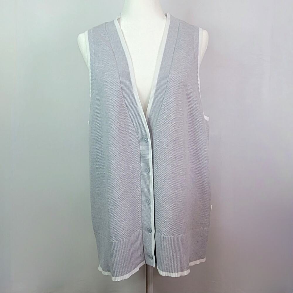 OFFLINE by Aerie Gray Sweater Vest Cardigan Button Front Women's Size M/L